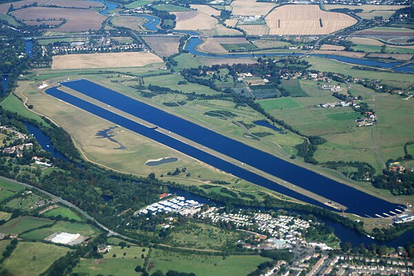 Aerial view of the venue at Dorney Lake, also known as Eton Dorney.