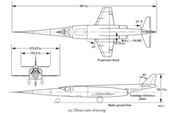 Douglas X-3 Stiletto 3 view diagram WIKI-EN NASA.png