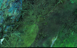 Satellietbeeld van de vallei van de Sourou (rivier)