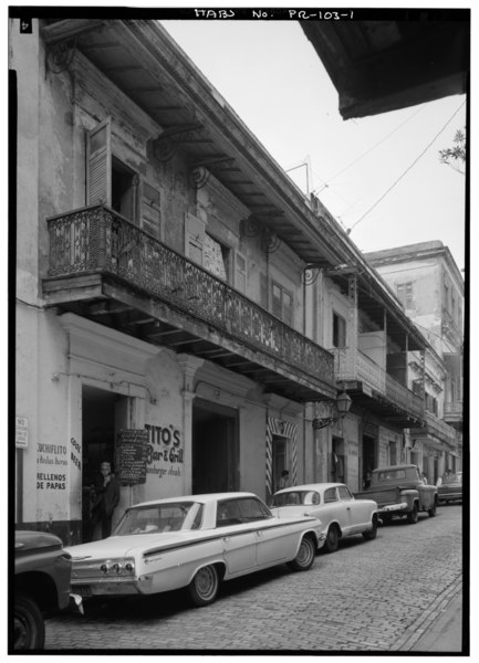 File:East (front) elevation from southeast - 106 Calle de la Cruz (House), San Juan, San Juan Municipio, PR HABS PR,7-SAJU,55-1.tif