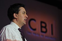 Secretary of State for Energy and Climate Change, at the Confederation of British Industry's Climate Change Summit 2008 at The Royal Lancaster Hotel, London. Ed Miliband at the CBI Climate Change Summit 2008 3.jpg