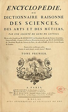 Cover of the Encyclopedie. Encyclopedie de D'Alembert et Diderot - Premiere Page - ENC 1-NA5.jpg
