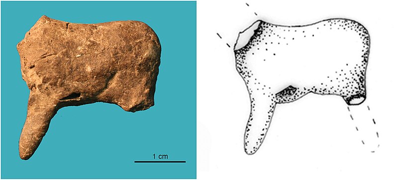 File:Epigravettian ceramic figurine of a horse or deer, Vela Spila, Croatia, 15400-14600 BP.jpg