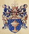 Escudo del reino de Galicia ilustrado en L'armorial Le Blancq, hacia 1560.