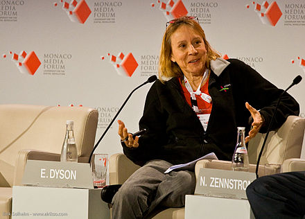 Influential writer Esther Dyson (pictured here in 2008) popularized the term "vaporware" in her November 1983 issue of RELease 1.0.