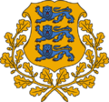 Eikeløv og eiketrær er svært vanlige symboler i heraldikken. Her er de brukt rundt skjoldet i Estlands riksvåpen.