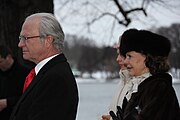 Attending a ceremony at Freedom Gate, to remember that Estonians was welcomed to Sweden during the second world war (18 January 2011)