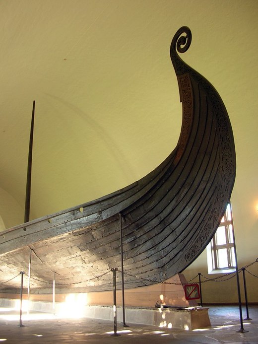 The Oseberg ship prow, Viking Ship Museum, Oslo, Norway.