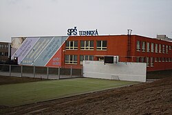 Exposition and technical building of SPŠT in Třebíč, Třebíč District.jpg