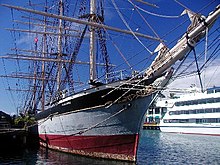 The Falls of Clyde is the oldest surviving American tanker and the world's only surviving sail-driven oil tanker. Fallsofclydehonolulu.jpg