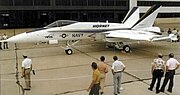 The first U.S. Navy McDonnell Douglas YF-18A Hornet on display at the McDonnell Douglas plant at St. Louis, 1978