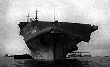 Flight deck of Bennington damaged by Typhoon Connie Flight deck of USS Bennington (CV-20) damaged by typhoon, 12 June 1945.jpg