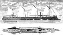 Profile drawing of an early version of the Forbin design, depicting the original four-masted rig used aboard Forbin Forbin-Poyet.jpg