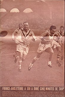 "The match between France and Great Britain lasted excessively for five minutes" Miroir print" ndeg130 29 November 1948 France-Angleterre novembre 1948.jpg