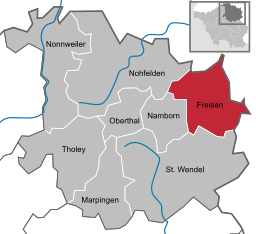 Läget för Freisen i Landkreis St. Wendel