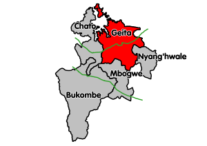 Map showing Geita District's location within Geita Region.