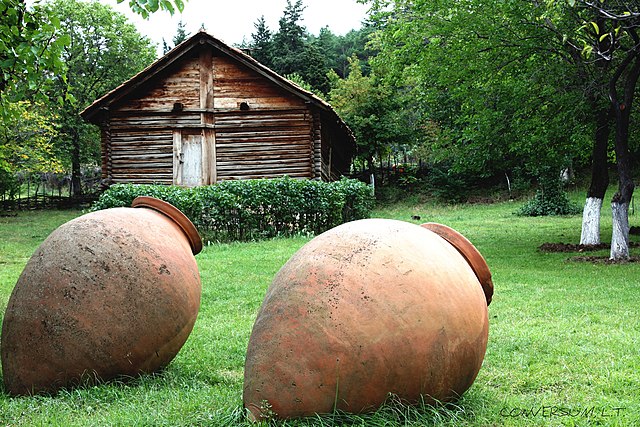 Georgian clay vessels, historically used in wine making.