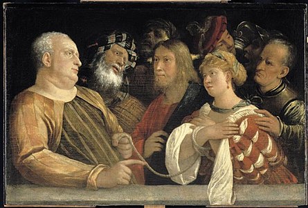 Giovanni Cariani, Le Christ et la femme adultère (XVIe siècle).