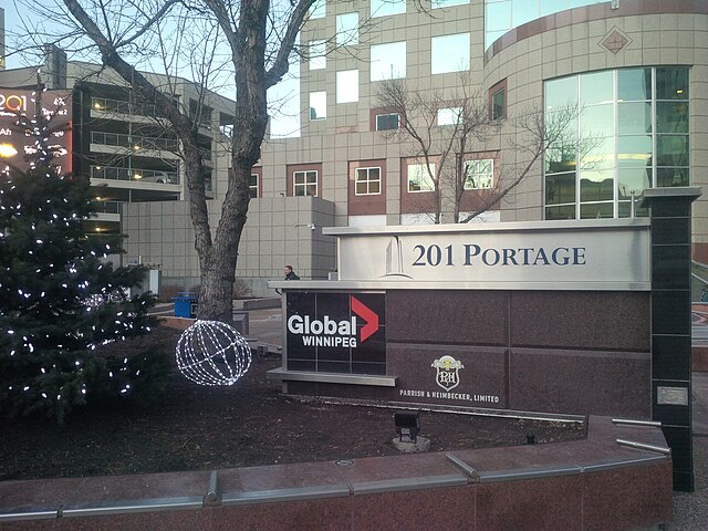Global Winnipeg's studios at 201 Portage in Downtown Winnipeg since September 1, 2008.