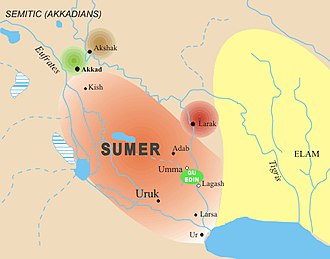 Location of Gu-Edin, between Umma and Lagash in Sumer. Gu-Edin.jpg