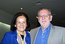 Chilean poet Oscar Hahn & Maria Teresa Herreros, board members of the Vicente Huidobro Foundation