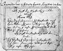 Copy of a written deal by Christoph Haizmann from 1669. Haitzmann pakt.jpg