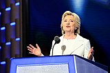 Hillary Clinton na konvenciji, kjer so jo potrdili za predsedniško kandidatko.