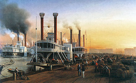 Mississippi River steamboats at New Orleans, 1853