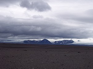 Hofsjökull, Múlajökull til venstre og Þjórsárjökull til høyre