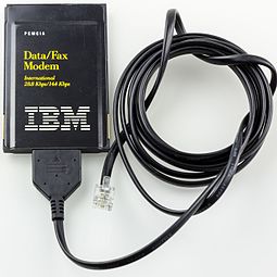 V.34 data/fax modem as PC card for notebooks IBM PCMCIA Data-Fax Modem V.34 FRU 42H4326-8920.jpg