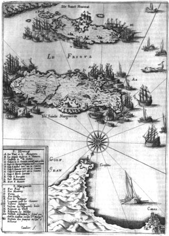 Mapa de F. Cundier l'any 1639 de les illes de Lerins