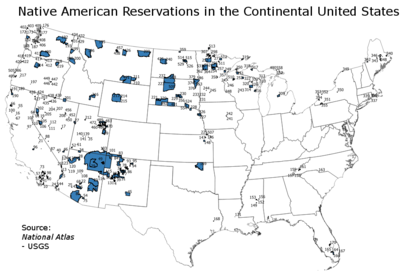 Indian reservations in the continental United States Indian reservations in the Continental United States.png