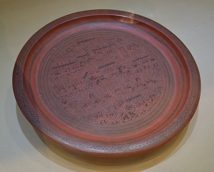 File:Inscribed Plate Showing the Vessantara Jataka - Wood and Lacquer Painted - 19th Century CE - Prome - ACCN R 12607 - Indian Museum - Kolkata 2016-03-06 1799.jpg