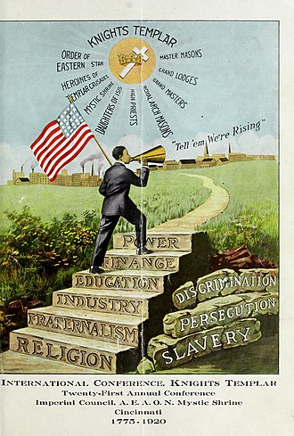 Illustration promoting African American ascent of the ladder of success, from a Prince Hall Masonic convention program book in 1920 Internationalcon01knig 0005.jpg