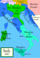 Image 79Political map of Italy in the years around 1810 (from History of Italy)