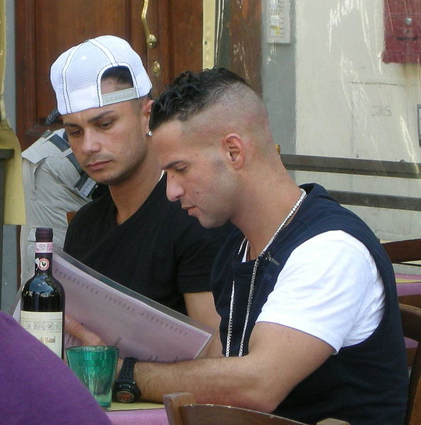 Paul "DJ Pauly D" DelVecchio (left) and Mike "The Situation" Sorrentino (right) during shooting in Florence, Italy in May 2011