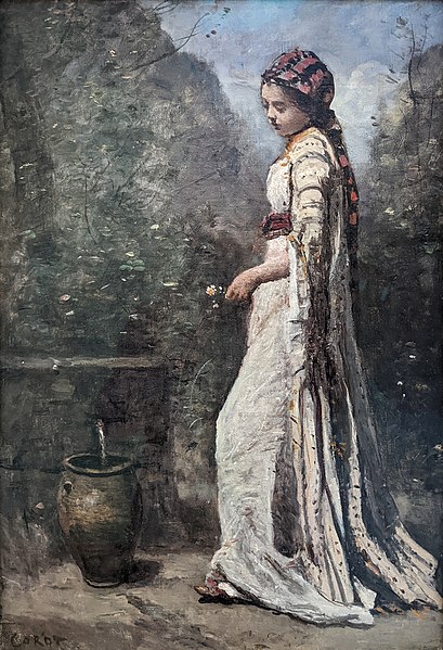 File:Jeune fille grecque à la fontaine - Jean-Baptiste Camille Corot - Musée du Louvre Peintures RF 1978 17.jpg