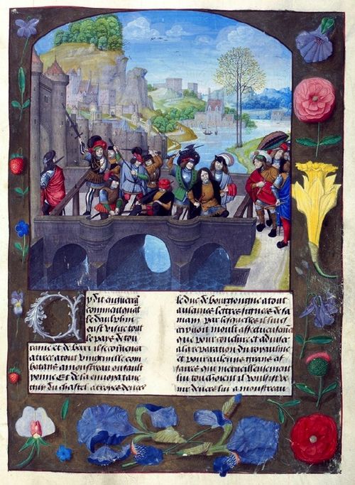 Miniature showing John the Fearless's assassination on the bridge at Montereau, painted by the Master of the Prayer Books