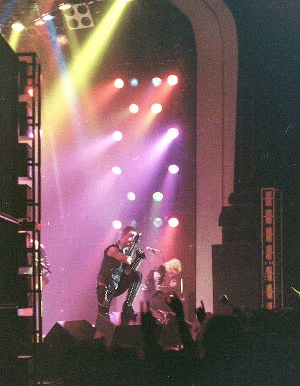 Judas Priest performing in 1981, during their World Wide Blitz Tour