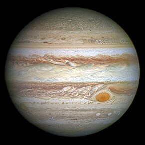 An image of Jupiter taken by NASA's Hubble Space Telescope