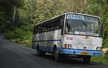 White-and-blue bus