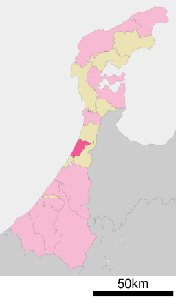 Kahokus läge i Ishikawa prefektur