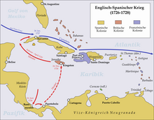 Karte der Flottenoperationen in der Karibik