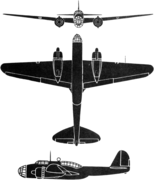 3-view silhouette of the Kawasaki Ki-48.