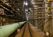 Čeština: Kolektor C1 vedoucí od Senovážného náměstí, levé dolní potrubí je vodovodní řad, Kolektory Praha, Praha English: Utility tunnels Prague, Prague