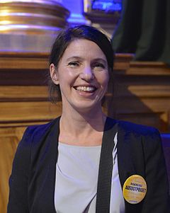 Kristina Sandberg i samband med tillkännagivandet av nomineringarna till Augustpriset 2014.