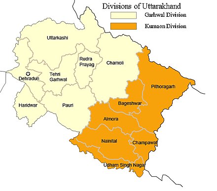 Location of Garhwal in Uttarakhand.