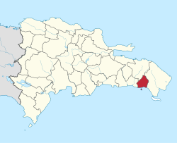 Provinssin sijainti Dominikaanisessa tasavallassa