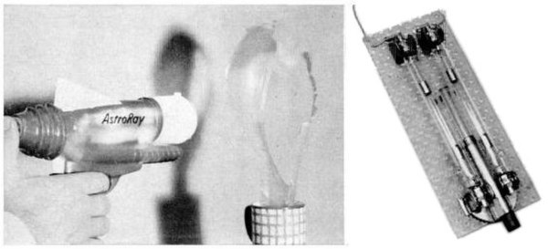 Ruby laser pistol constructed by Stanford Univ. physics professor in 1964 to demonstrate the laser to his classes. The plastic body recycled from a to