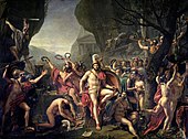 Leonidas at Thermopylae; by Jacques-Louis David; 1814; oil on canvas; 395 × 531 cm; Louvre